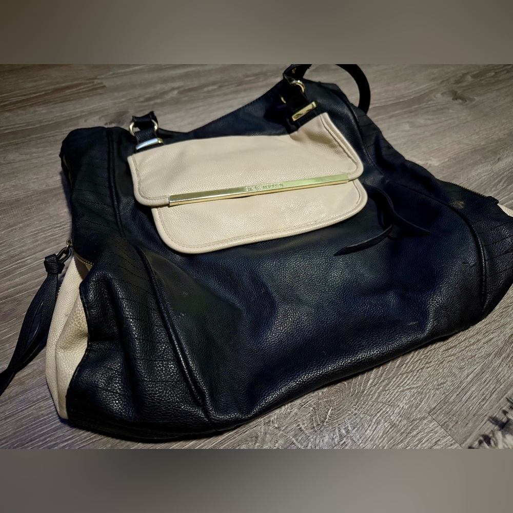 Steve Madden Black and Cream Herringbone Bag